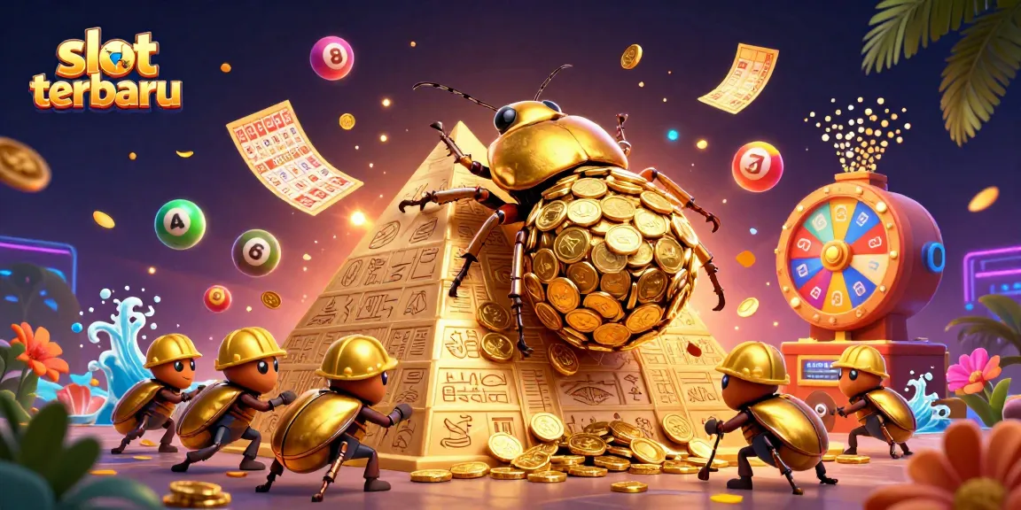 Experience slot terbaru with thrilling visuals of golden coins and vibrant lottery elements.